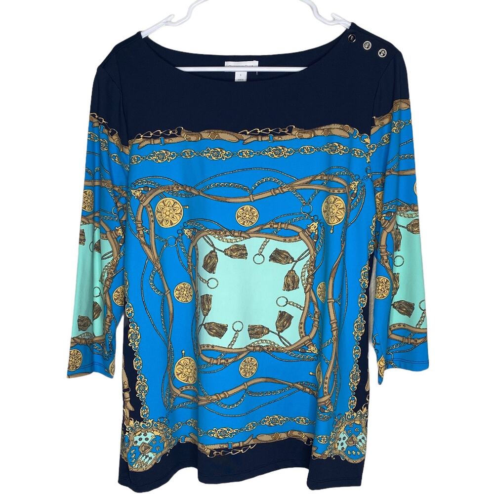 Charter Club blue 3/4 sleeve top L